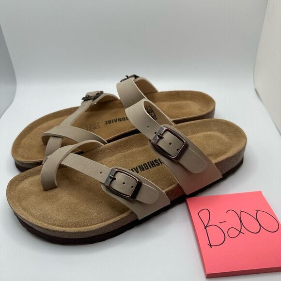 CUSHIONAIRE Women's Cork Footbed Sandal With +Comfort 8 TAUPE - Picture 3 of 7